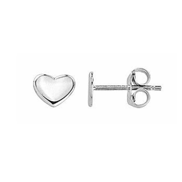 10K White Gold Mini Heart Stud Earrings - Silver