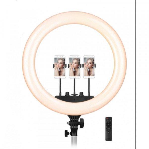 14 inch Selfie Ring Light with 3 Cell Phone Holder, Remote Controller for Live Stream, Makeup, YouTube Video, Photography TikTok, & More Compatible with Universal Phone - No Standï¼‰(Black