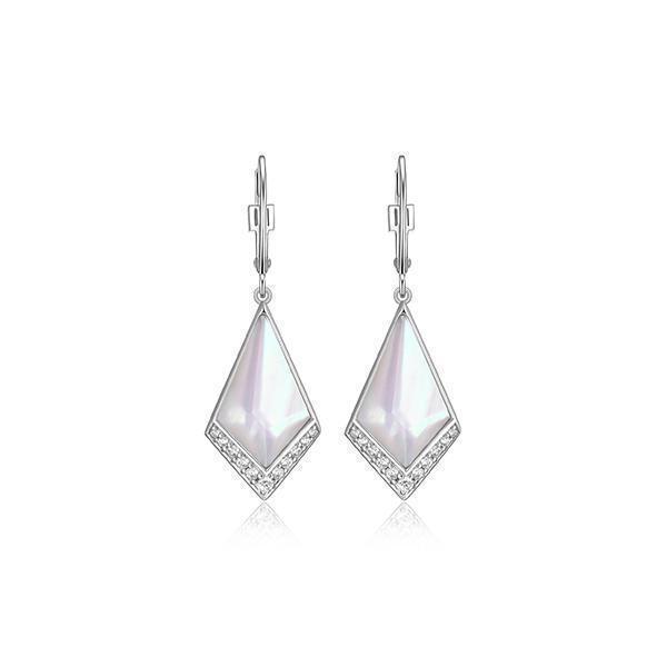 ER2LCL9-W "Iceberg" Mother of Pearl and Crystal Doublet with Cubic Zirconia Dangle Earrings
