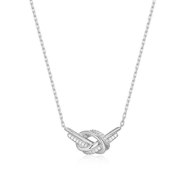 NR0LC1100-W-17 Sterling Silver UNITY Cubic Zirconia Knot Necklace Size 17