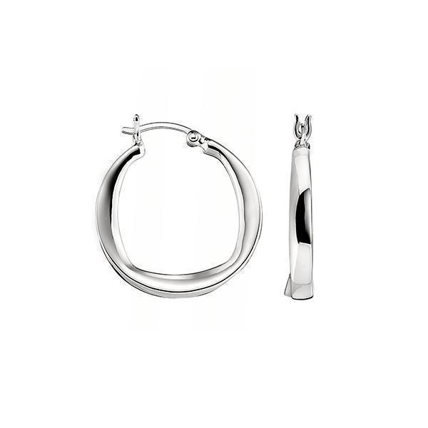 E62L487-W "Hoops" Sterling Silver New Form Hoop Earrings