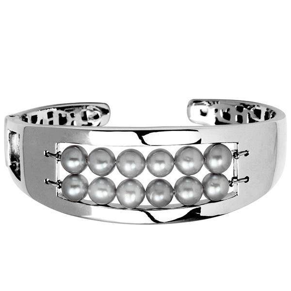 BR1L86945-W-7 Sterling Silver MASCARA Grey Pearl Cuff Size 7
