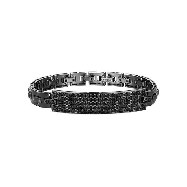 Sterling silver CJ Ethos BLACK ICE ID link bracelet