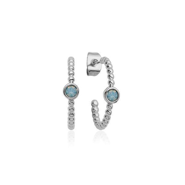 CJ Steelx Sapphire Opal Crystal 20mm Beaded Hoop Earrings - Silver