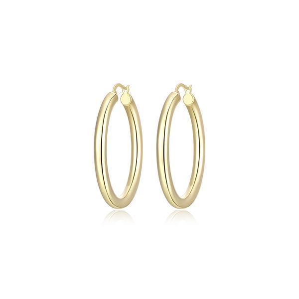 40mm Polished Tube Hoop Earrings - Gold