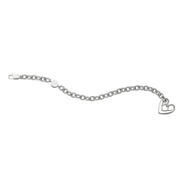 BR1L993A-W-8 Enrapture Heart Charm Lobster Claw Bracelet Size 8