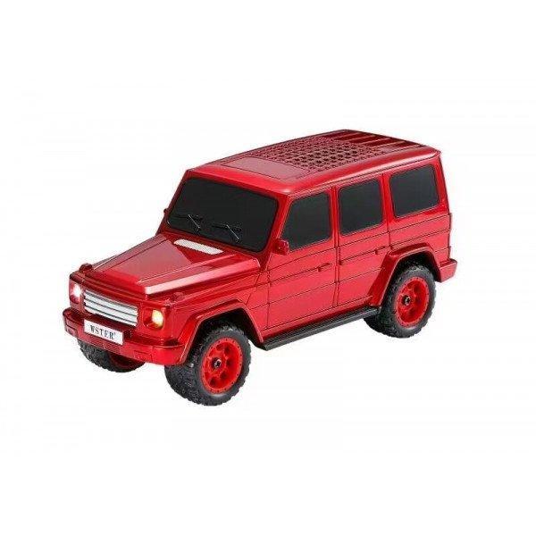 SUV Shaped Compact Rugged Off-Road Vehicle Design Bluetooth Wireless Speaker with LED Lights KIWS591 for Universal Cell Phone And Bluetooth Device - Red