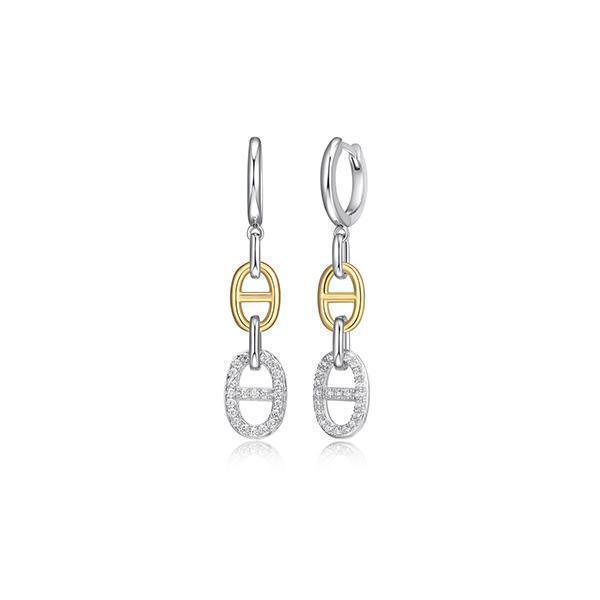 ER2Q0E9-2T Sterling Silver "Mariner Link" with Diamondlite Dangle Earrings