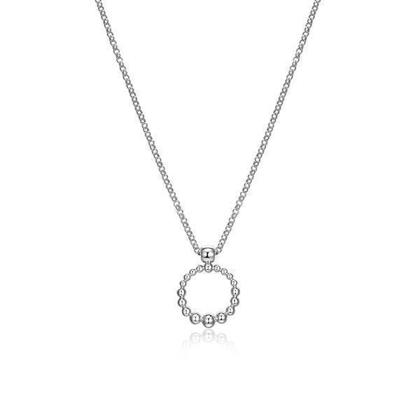 NR0LBPX-W "Orb" Sterling Silver Gradual Silver Bead Circle Necklace