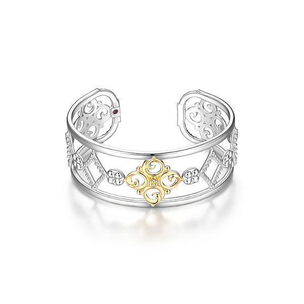 BR1LAJM-2T "Venice" Two Tone Silver Filigree Cuff Bangle
