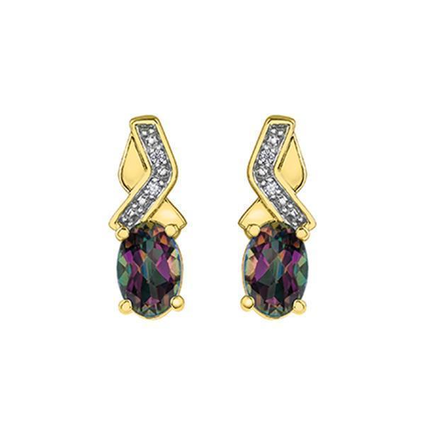 Diamond and Mystic Topaz Earrings in 10K Gold (0.012 CT. T.W.) - Gold