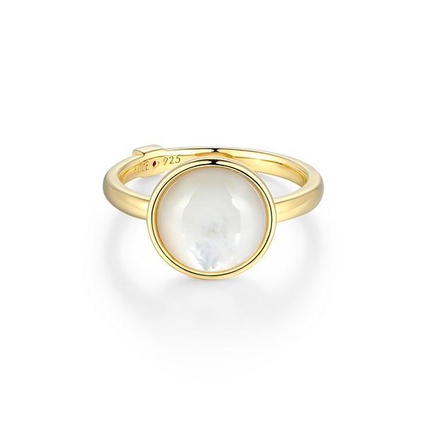 R34LAKMA9-Y-9 Sterling Silver LUSTRE Cabochon White Pearl Ring Size 9