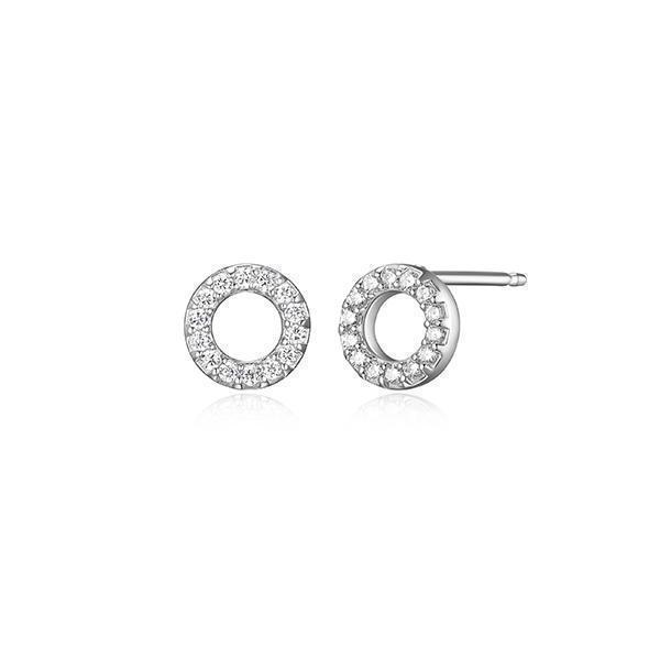 Diamondlite Cubic Zirconia Circle Stud Earrings - Silver