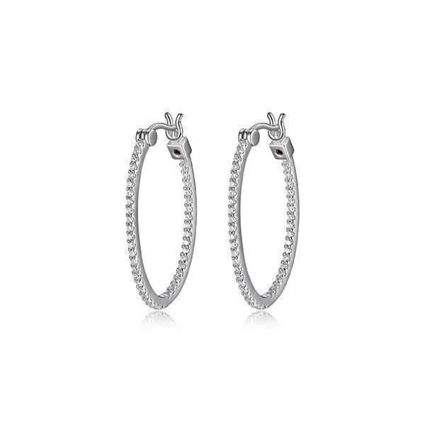 ER2LC9R-W "Rodeo Drive" Sterling Silver Cubic Zirconia Inside Out 30 x 20mm Hoop Earrings