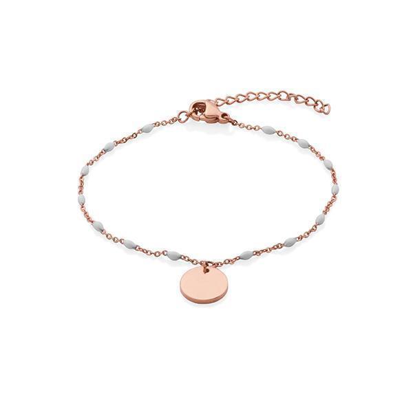CJ Steelx White Enamel Anklet - Rose Gold