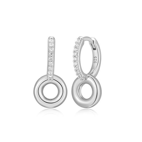 CJ Monte sterling silver lab­-created diamond 18mm open circle hoop earrings