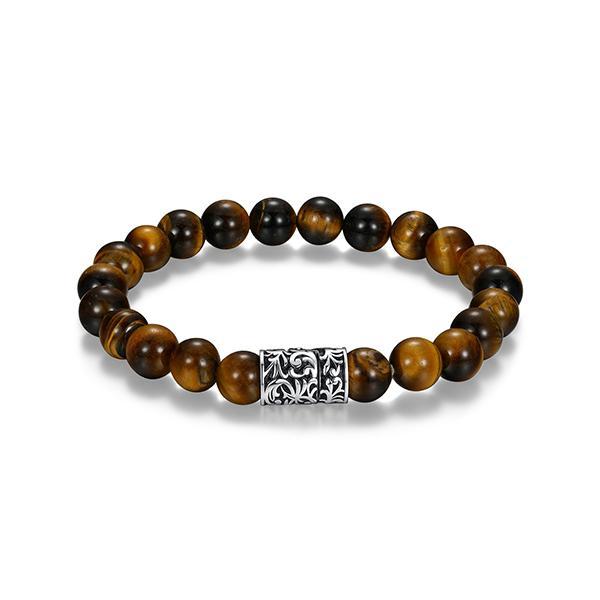 Sterling silver CJ Ethos CHISEL 10mm genuine tiger eye bracelet