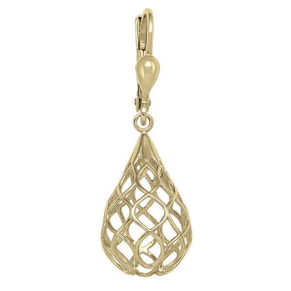 14K Gold Water Drop Shaped Drop Earrings