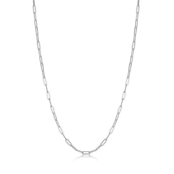 NCGR0U0DQ-W-24 Sterling Silver "PAPERCLIP" 3.5mm Link 24" Necklace - Silver