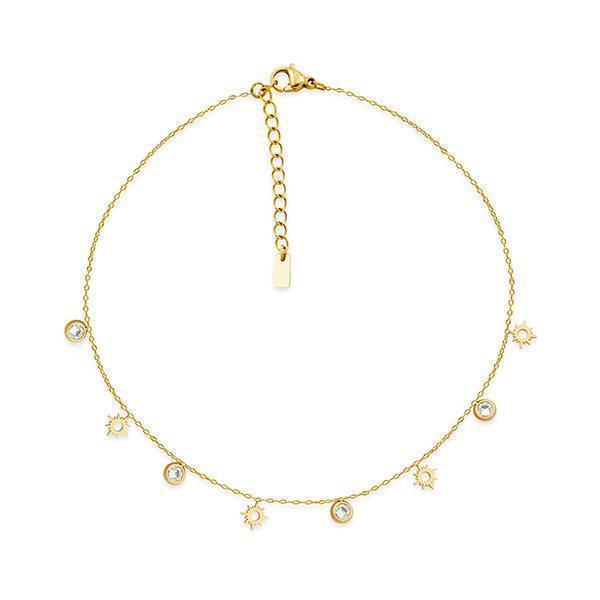 CJ Steelx Sun and Crystal Anklet - Gold - Jewellery