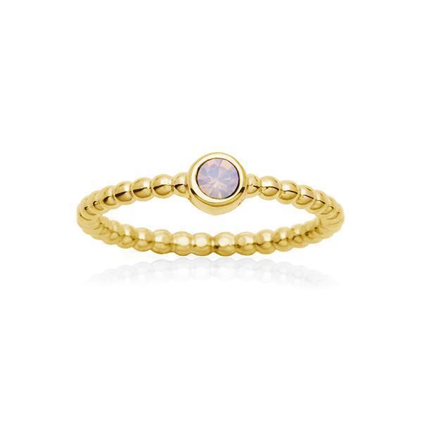 CJ Steelx Rose Opal Crystal Bead Ring - Gold - Size 8