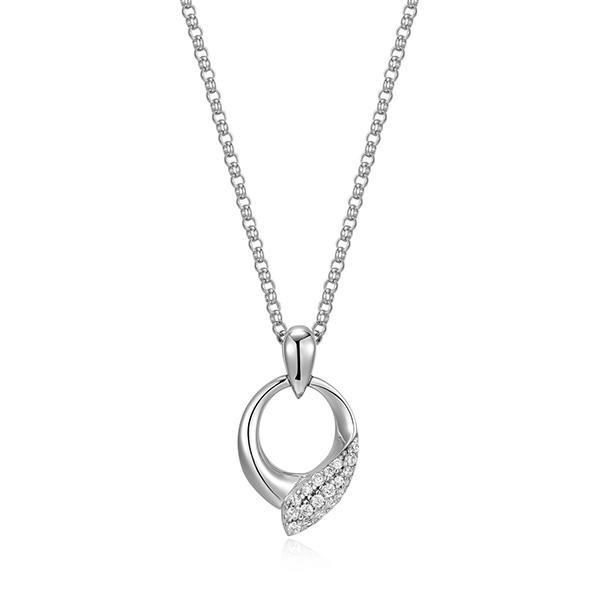 NR0LC0E97-W-17 Sterling Silver AMOUR Cubic Zirconia Hug Circle Pendant Necklace Size 17