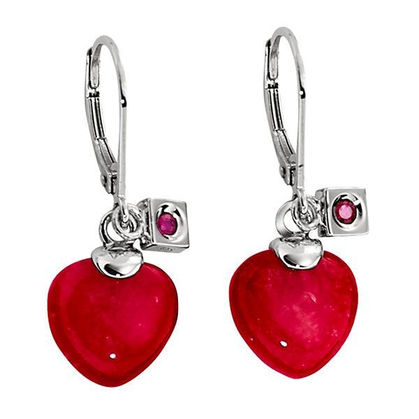 ER2LAHBB-W H.O.H Red Jade Heart Lever Back Earrings