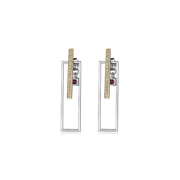 ER2LCAQ-2T "Horizon" Sterling Silver Rectangular Bar Post Earrings