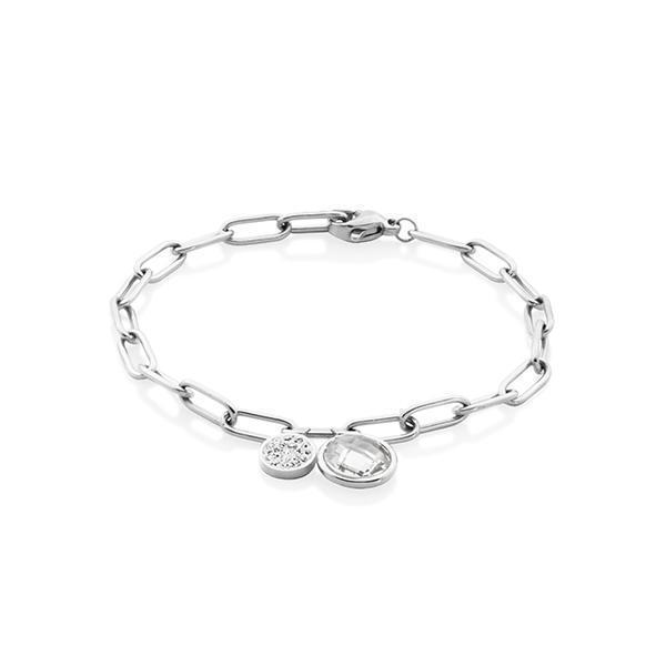 CJ Steelx Link Chain Bracelet with Preciosa Crystal - Silver