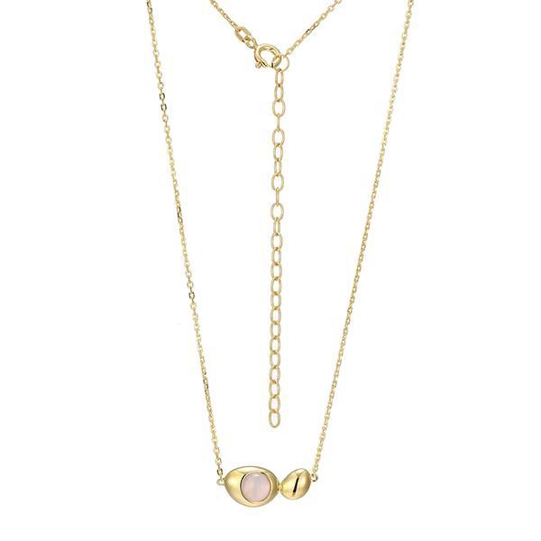 N30ADHUA4-Y-17 Sterling Silver Pink Chalcedony Two Pebble Necklace Size 17
