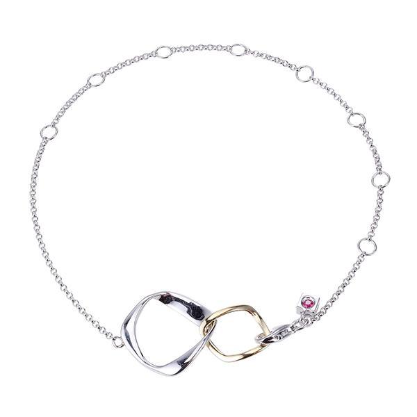 BR1LADFA-2T-9.25 Mobius Twisted Circle Two Tone Adjustable Bracelet Size 9.25