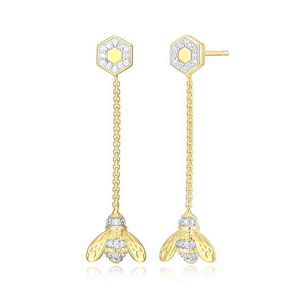CJ Monte sterling silver lab­-created diamond honeybee drop earrings