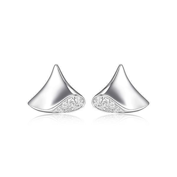 ER2LCMB-W "Flamenco" Single Triangular with Cubic Zirconia Stud Earrings