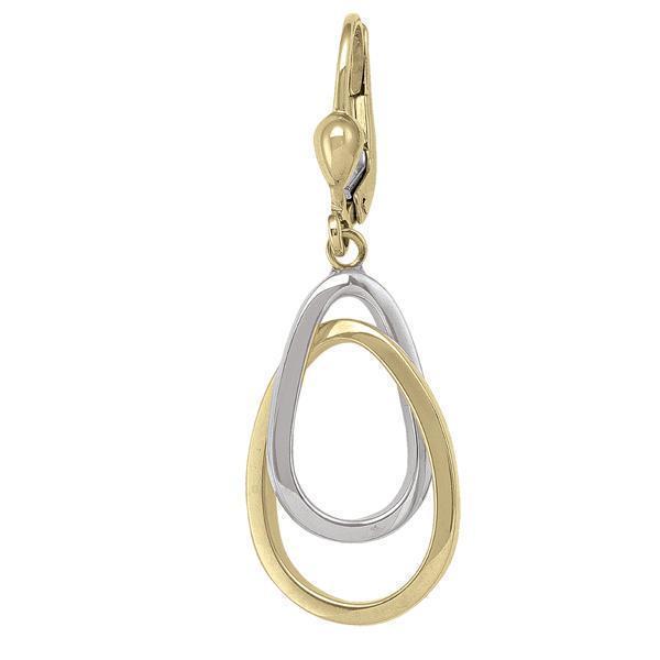 14K Gold and Silver Oval Ring Shaped Drop Earrings