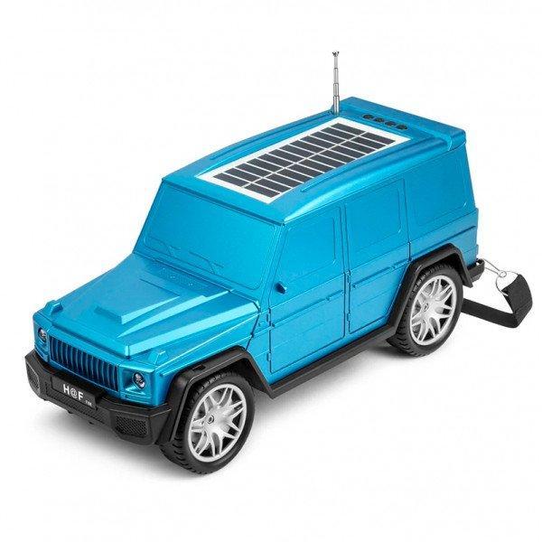 Luxury SUV Style Jeep Bluetooth Speaker - Solar Charging, Carry Strap, Multi-Input KIF88 for Universal Cell Phone And Bluetooth Device - Blue