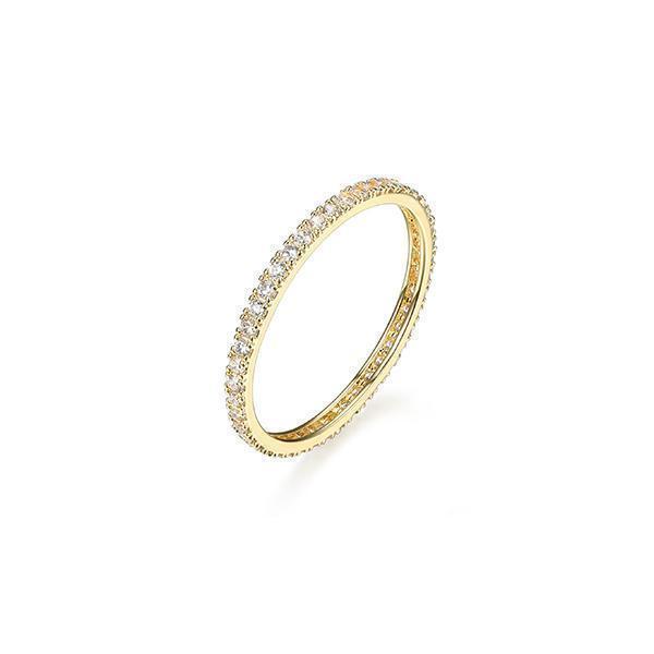 Diamondlite Cubic Zirconia Ultra-slim Eternity Band -  Gold - Size 8