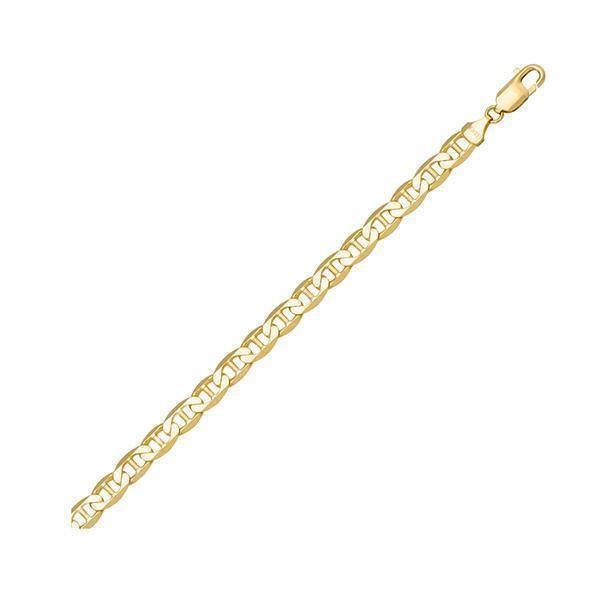 18K Gold Hollow Flat Anchor 7" Bracelet