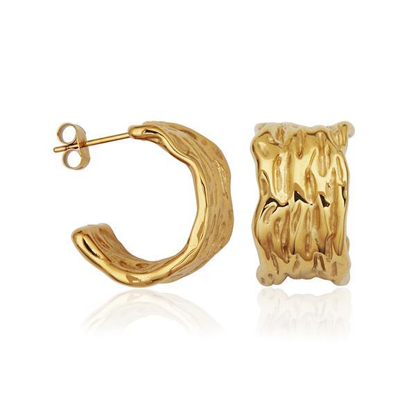 CJ STEELX Hammered Hoop Earrings - Gold