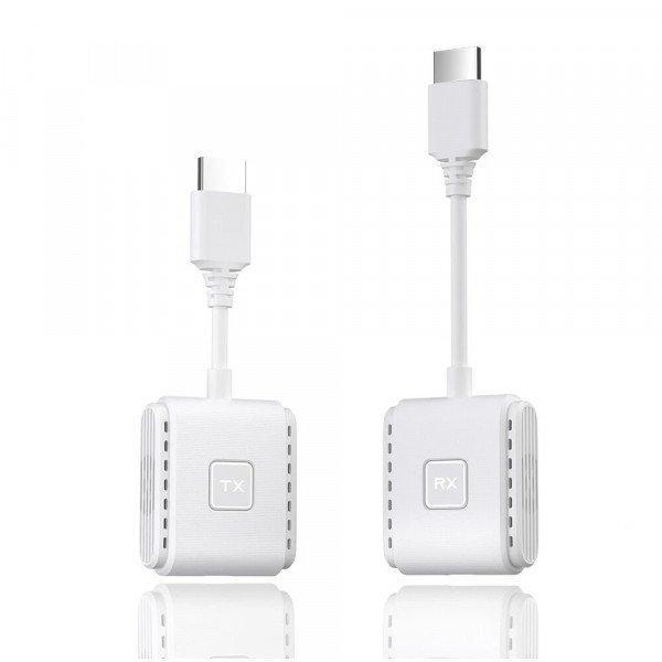 Wireless Type C to HDMI TV Video Transmitter Receiver Set - 1080P HD Display Streaming Adapter for Universal Cell Phone And Bluetooth Device - White