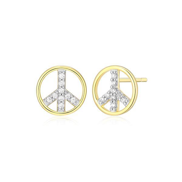 CJ Monte sterling silver lab­-created diamond peace sign stud earrings