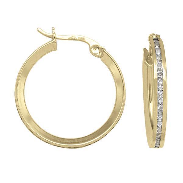 10K Gold Cubic Zirconia Hoop Earrings