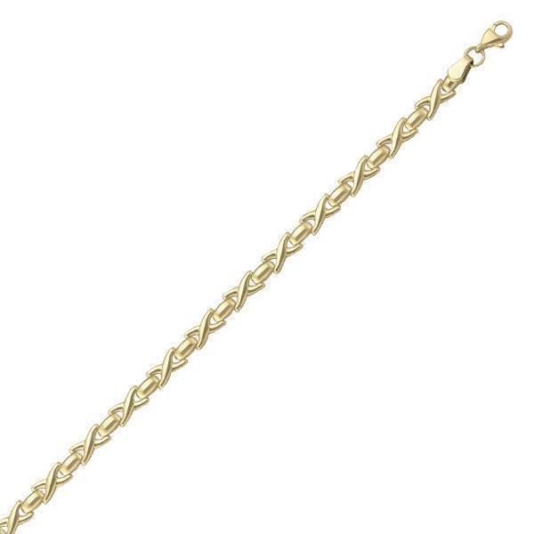 10K Gold Cross and Oval Shaped Link Bracelet