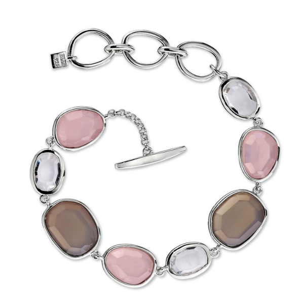 BR1LA3DA-W-7.5 Melon Agate and Quartz Toggle Bracelet Size 7.5