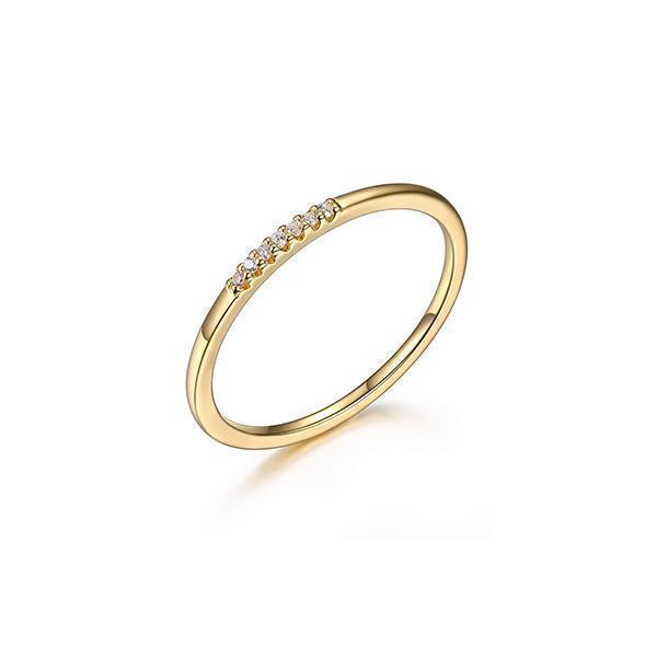 Diamondlite Cubic Zirconia Ultra-slim Stackable Ring in Sterling Silver - Gold - Size 7