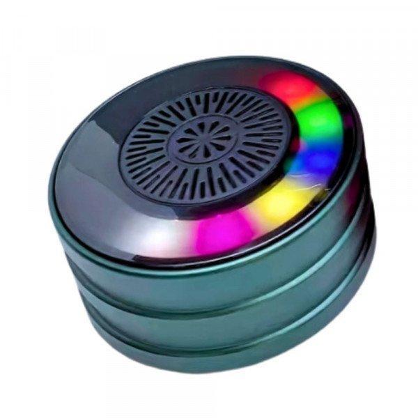 Universal Portable Bluetooth Speaker with RGB Lights - Mini Round Shape Design for Wireless Music Streaming KIOP-18 for Universal Cell Phone And Bluetooth Device - Green