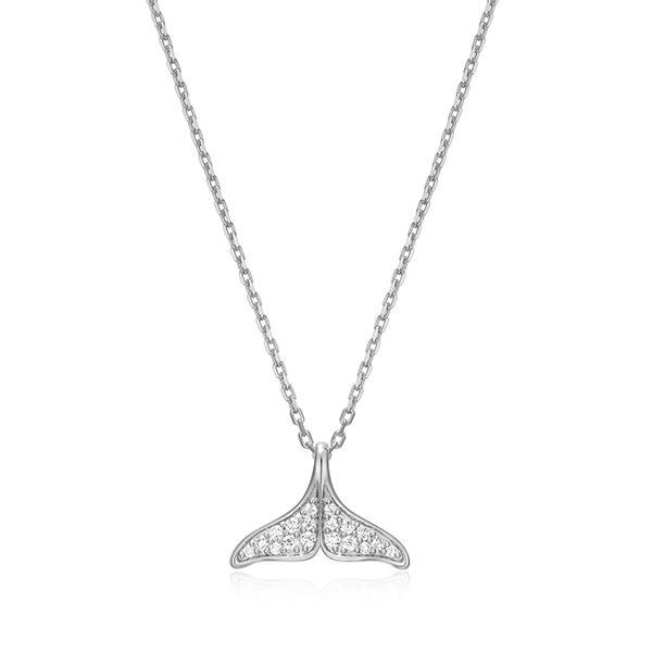 CJ Monte sterling silver lab­-created diamond whale tail necklace