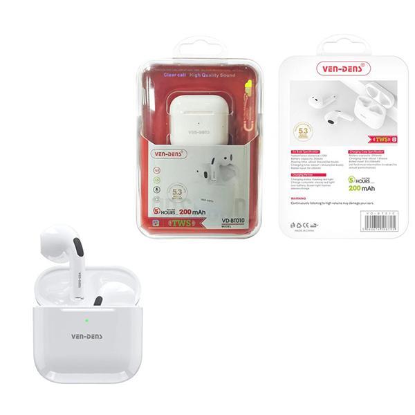 TWS Wireless Bluetooth Earbuds with HD Sound Quality and Built-in Microphone for Clear Calls KIBT010 for Universal Cell Phone And Bluetooth Device - White