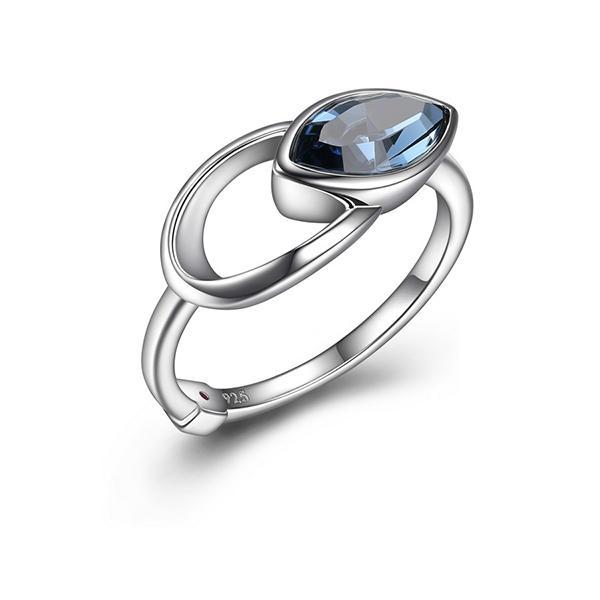 RR4LAB296-W-6 Sterling Silver EXPRESSION Denim Blue Swarovski Ring Size 6