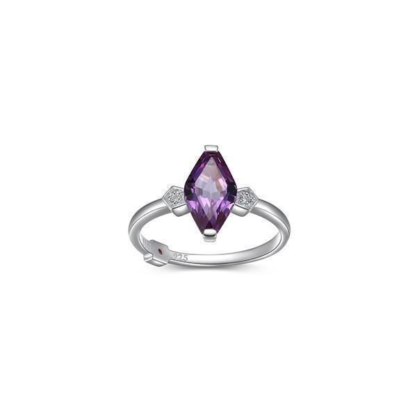 RR4LAGF-P-6 "Etoile" Marquise Shape Created Sapphire and Lab Grown Diamond Ring - Purple