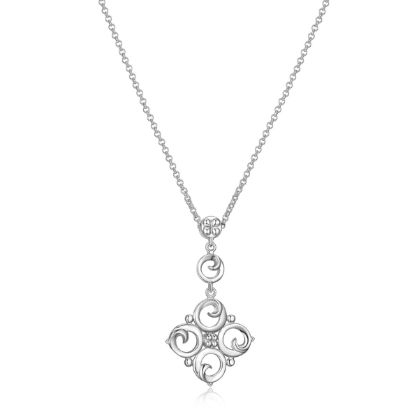 NR0LBLPA-W Venice Filigree Short Rolo Necklace